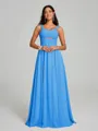 A-Line/Princess Straps Floor-Lengt Sleeveless Chiffon Bridesmaid Dress