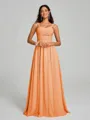 A-Line/Princess Straps Floor-Lengt Sleeveless Chiffon Bridesmaid Dress