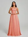 A-Line/Princess Straps Floor-Lengt Sleeveless Chiffon Bridesmaid Dress