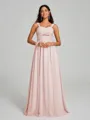 A-Line/Princess Straps Floor-Lengt Sleeveless Chiffon Bridesmaid Dress
