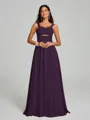 A-Line/Princess Straps Floor-Lengt Sleeveless Chiffon Bridesmaid Dress