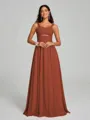 A-Line/Princess Straps Floor-Lengt Sleeveless Chiffon Bridesmaid Dress