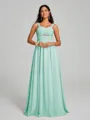 A-Line/Princess Straps Floor-Lengt Sleeveless Chiffon Bridesmaid Dress