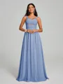 A-Line/Princess Straps Floor-Lengt Sleeveless Chiffon Bridesmaid Dress