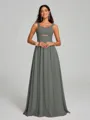 A-Line/Princess Straps Floor-Lengt Sleeveless Chiffon Bridesmaid Dress