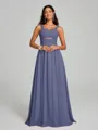 A-Line/Princess Straps Floor-Lengt Sleeveless Chiffon Bridesmaid Dress