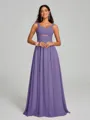 A-Line/Princess Straps Floor-Lengt Sleeveless Chiffon Bridesmaid Dress
