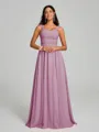A-Line/Princess Straps Floor-Lengt Sleeveless Chiffon Bridesmaid Dress