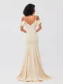 Trumpet/Mermaid Jersey Ruffles V-neck Sleeveless Asymmetrical Bridesmaid Dresses