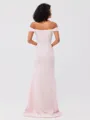 Sheath/Column Stretch Crepe Ruched Off-the-Shoulder Sleeveless Sweep/Brush Train Bridesmaid Dresses