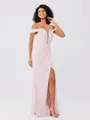 Sheath/Column Stretch Crepe Ruched Off-the-Shoulder Sleeveless Sweep/Brush Train Bridesmaid Dresses
