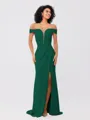 Sheath/Column Stretch Crepe Ruched Off-the-Shoulder Sleeveless Sweep/Brush Train Bridesmaid Dresses