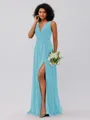 A-Line/Princess Chiffon Ruffles V-neck Sleeveless Floor-Length Bridesmaid Dresses