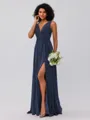 A-Line/Princess Chiffon Ruffles V-neck Sleeveless Floor-Length Bridesmaid Dresses