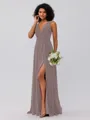 A-Line/Princess Chiffon Ruffles V-neck Sleeveless Floor-Length Bridesmaid Dresses