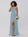 A-Line/Princess Chiffon Ruffles V-neck Sleeveless Floor-Length Bridesmaid Dresses
