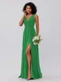 A-Line/Princess Chiffon Ruffles V-neck Sleeveless Floor-Length Bridesmaid Dresses