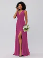A-Line/Princess Chiffon Ruffles V-neck Sleeveless Floor-Length Bridesmaid Dresses