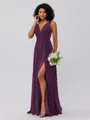 A-Line/Princess Chiffon Ruffles V-neck Sleeveless Floor-Length Bridesmaid Dresses