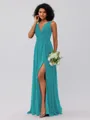 A-Line/Princess Chiffon Ruffles V-neck Sleeveless Floor-Length Bridesmaid Dresses