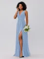 A-Line/Princess Chiffon Ruffles V-neck Sleeveless Floor-Length Bridesmaid Dresses