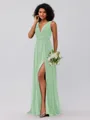 A-Line/Princess Chiffon Ruffles V-neck Sleeveless Floor-Length Bridesmaid Dresses
