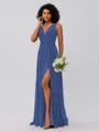 A-Line/Princess Chiffon Ruffles V-neck Sleeveless Floor-Length Bridesmaid Dresses