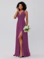 A-Line/Princess Chiffon Ruffles V-neck Sleeveless Floor-Length Bridesmaid Dresses