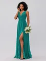 A-Line/Princess Chiffon Ruffles V-neck Sleeveless Floor-Length Bridesmaid Dresses