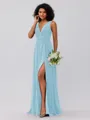 A-Line/Princess Chiffon Ruffles V-neck Sleeveless Floor-Length Bridesmaid Dresses