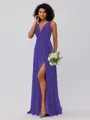 A-Line/Princess Chiffon Ruffles V-neck Sleeveless Floor-Length Bridesmaid Dresses