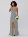 A-Line/Princess Chiffon Ruffles V-neck Sleeveless Floor-Length Bridesmaid Dresses