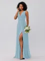 A-Line/Princess Chiffon Ruffles V-neck Sleeveless Floor-Length Bridesmaid Dresses