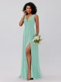 A-Line/Princess Chiffon Ruffles V-neck Sleeveless Floor-Length Bridesmaid Dresses