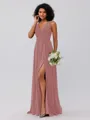 A-Line/Princess Chiffon Ruffles V-neck Sleeveless Floor-Length Bridesmaid Dresses