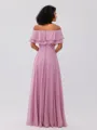 A-Line/Princess Chiffon Ruffles Off-the-Shoulder Sleeveless Floor-Length Bridesmaid Dresses