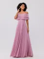 A-Line/Princess Chiffon Ruffles Off-the-Shoulder Sleeveless Floor-Length Bridesmaid Dresses
