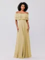 A-Line/Princess Chiffon Ruffles Off-the-Shoulder Sleeveless Floor-Length Bridesmaid Dresses