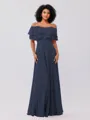 A-Line/Princess Chiffon Ruffles Off-the-Shoulder Sleeveless Floor-Length Bridesmaid Dresses