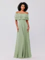 A-Line/Princess Chiffon Ruffles Off-the-Shoulder Sleeveless Floor-Length Bridesmaid Dresses