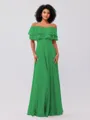 A-Line/Princess Chiffon Ruffles Off-the-Shoulder Sleeveless Floor-Length Bridesmaid Dresses
