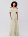 A-Line/Princess Chiffon Ruffles Off-the-Shoulder Sleeveless Floor-Length Bridesmaid Dresses