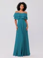A-Line/Princess Chiffon Ruffles Off-the-Shoulder Sleeveless Floor-Length Bridesmaid Dresses