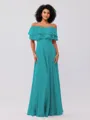 A-Line/Princess Chiffon Ruffles Off-the-Shoulder Sleeveless Floor-Length Bridesmaid Dresses