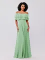 A-Line/Princess Chiffon Ruffles Off-the-Shoulder Sleeveless Floor-Length Bridesmaid Dresses