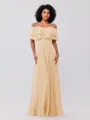 A-Line/Princess Chiffon Ruffles Off-the-Shoulder Sleeveless Floor-Length Bridesmaid Dresses