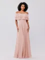 A-Line/Princess Chiffon Ruffles Off-the-Shoulder Sleeveless Floor-Length Bridesmaid Dresses