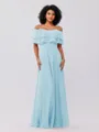 A-Line/Princess Chiffon Ruffles Off-the-Shoulder Sleeveless Floor-Length Bridesmaid Dresses