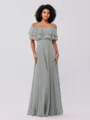 A-Line/Princess Chiffon Ruffles Off-the-Shoulder Sleeveless Floor-Length Bridesmaid Dresses