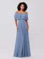 A-Line/Princess Chiffon Ruffles Off-the-Shoulder Sleeveless Floor-Length Bridesmaid Dresses